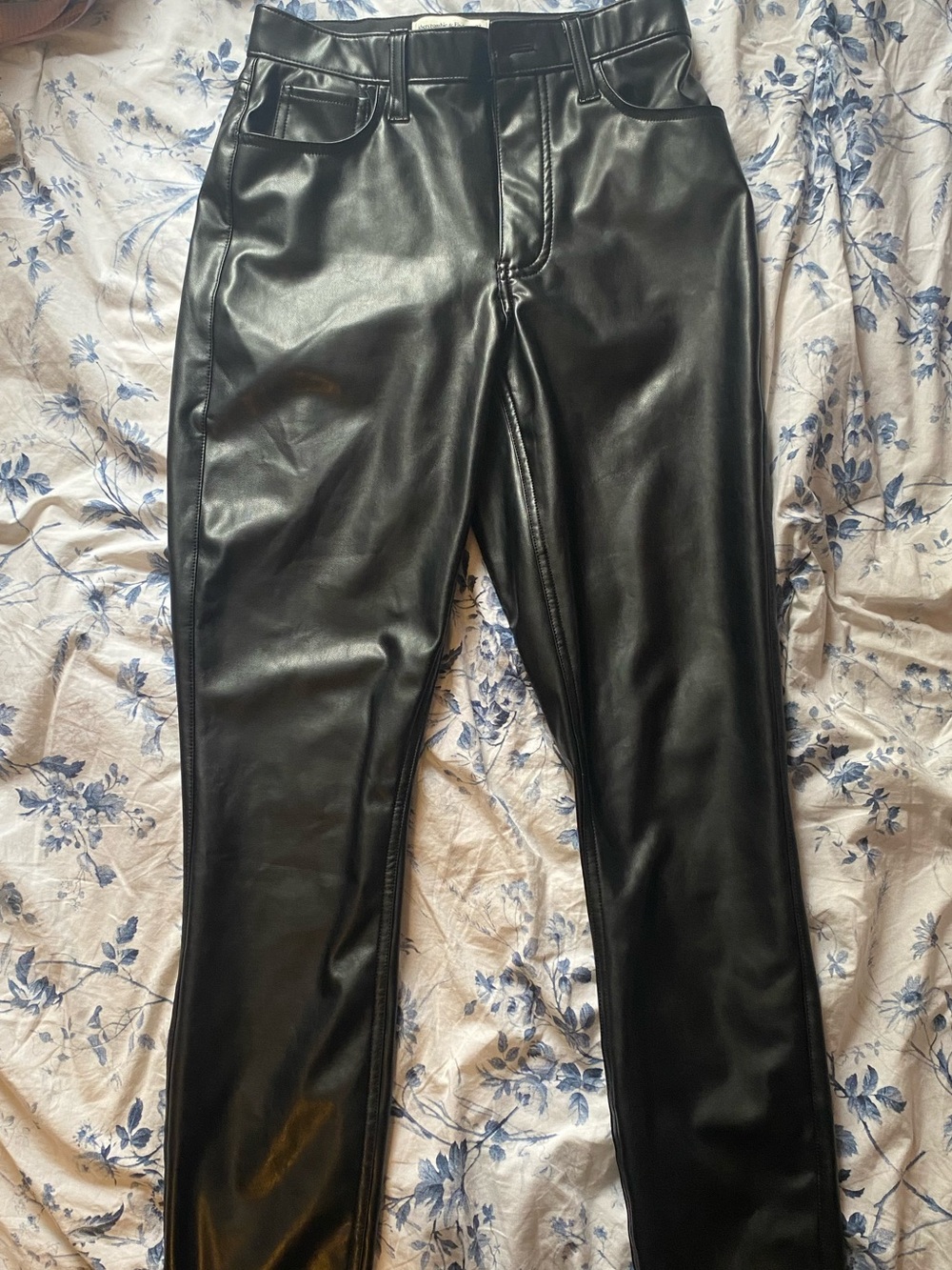 Abercrombie & Fitch Black Faux Leather Skinny Jeans